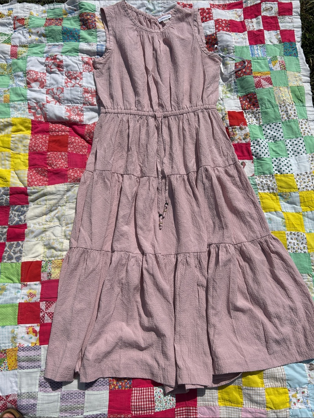 Calvin Klein Dusty Rose Tiered Sleeveless Maxi Dress